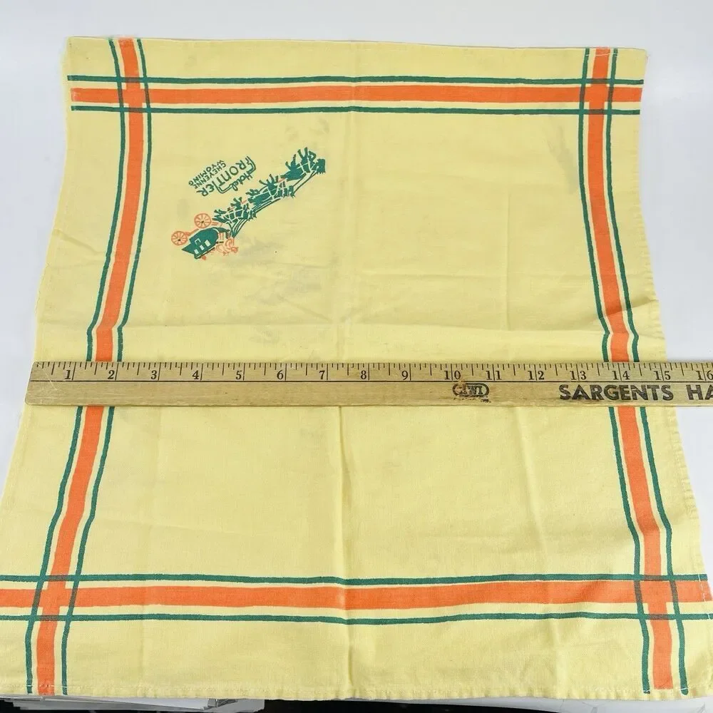 VTG Hotel Frontier Cloth Napkin Cheyenne Wyoming 15x16 Motel Old West Stagecoach